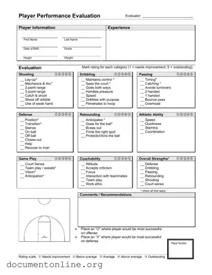 Free Basketball Evaluation Template