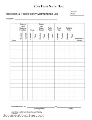 Free Bathroom Cleaning Log Sheet Template
