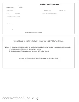Free Auto Insurance Card Template