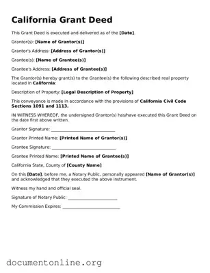 Free Deed Form for California State