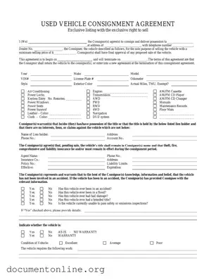 Free Car Consignment Template