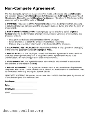 Free Non-compete Agreement Form