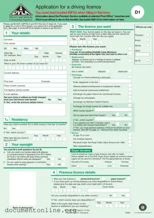 Free D1 Dvla Template