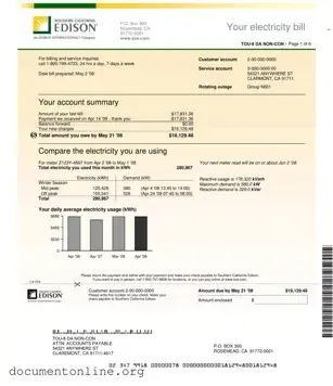 Free Edison Electricity Bill Template