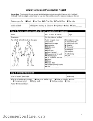 Free Employee Accident Report Template