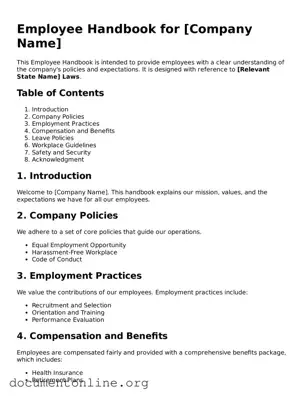 Free Employee Handbook Form