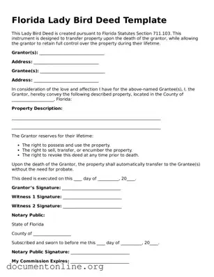 Free Lady Bird Deed Form for Florida State