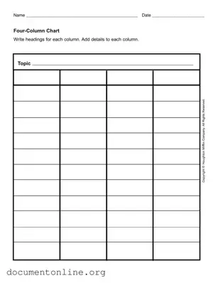 Free Four Column Chart Template