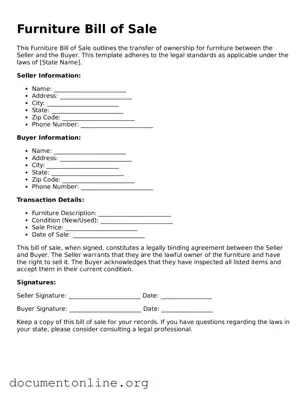Free Furniture Bill of Sale Form