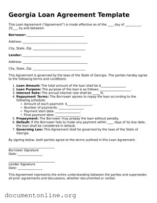 Free Loan Agreement Form for Georgia State