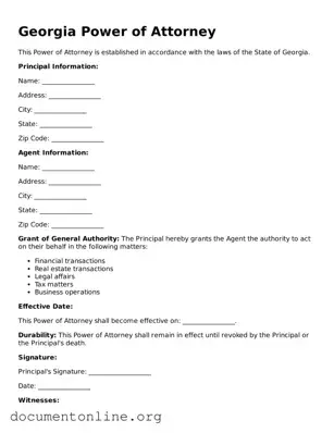 Free Power of Attorney Form for Georgia State