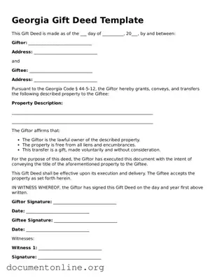 Free Gift Deed Form for Georgia State