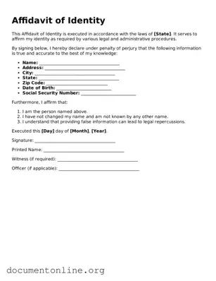 Free Affidavit of Identity Form