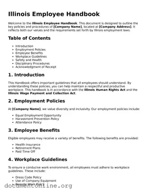 Free Employee Handbook Form for Illinois State