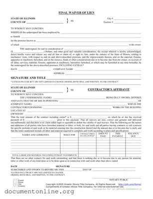 Free Illinois Final Waiver Of Lien Template