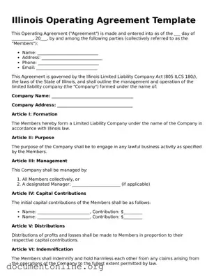 Free Operating Agreement Form for Illinois State