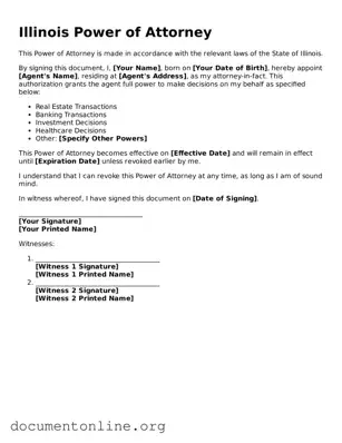Free Power of Attorney Form for Illinois State