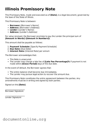 Free Promissory Note Form for Illinois State