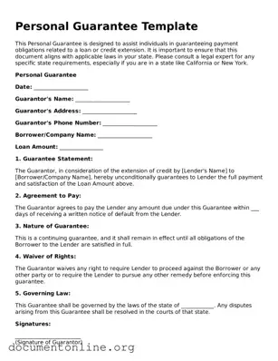 Free Personal Guarantee Form
