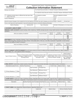 Free IRS 433-F Template
