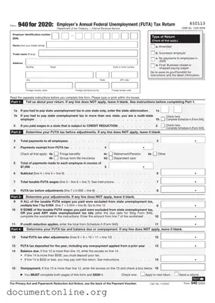 Free IRS 940 Template