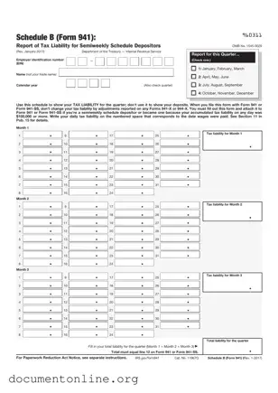 Free IRS Schedule B 941 Template