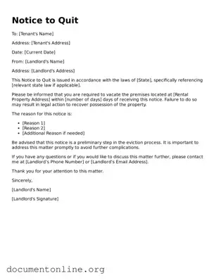 Free Notice to Quit Form
