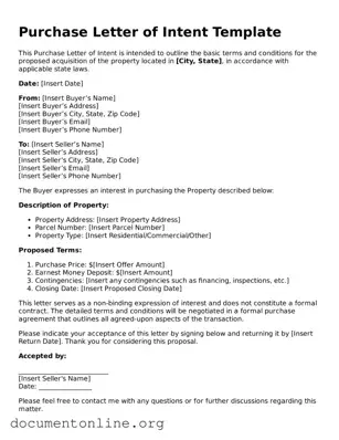 Free Purchase Letter of Intent Form