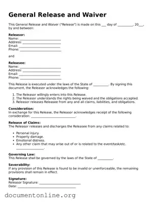 Free Release of Liability Form