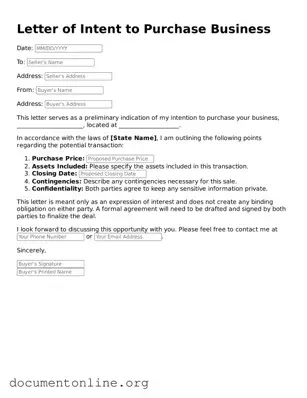 Free Letter of Intent to Purchase Business Form