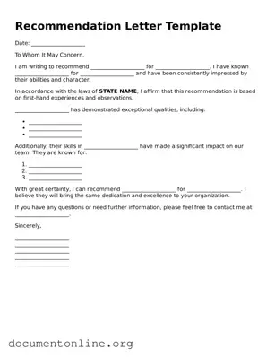 Free Recommendation Letter Form