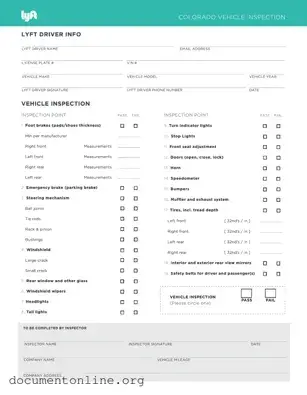 Free Lyft Inspection Template