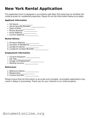 Free Rental Application Form for New York State