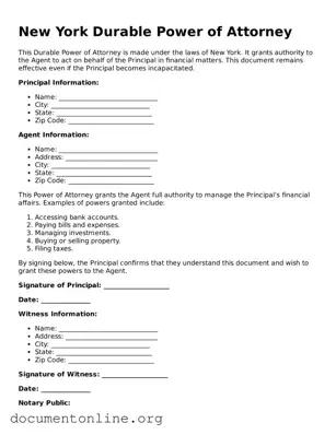Free Durable Power of Attorney Form for New York State