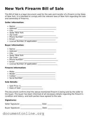 Free Firearm Bill of Sale Form for New York State