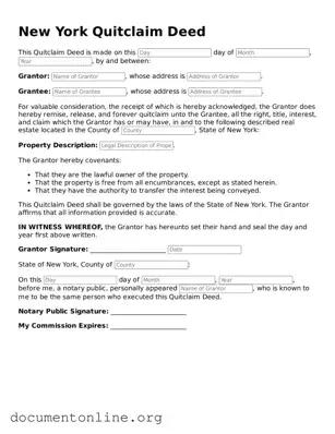 Free Quitclaim Deed Form for New York State