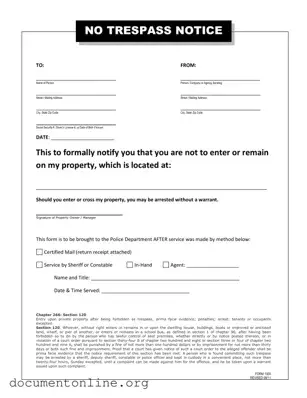 Free No Trespassing Letter Template