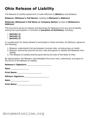 Free Release of Liability Form for Ohio State