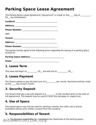 Free Parking Space Lease Agreement Form