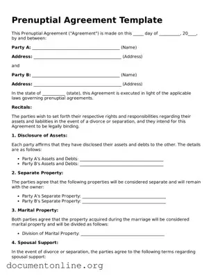 Free Prenuptial Agreement Form