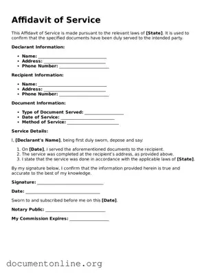 Free Affidavit of Service Form