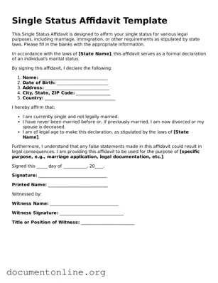 Free Single Status Affidavit Form