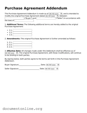 Free Purchase Agreement Addendum Form