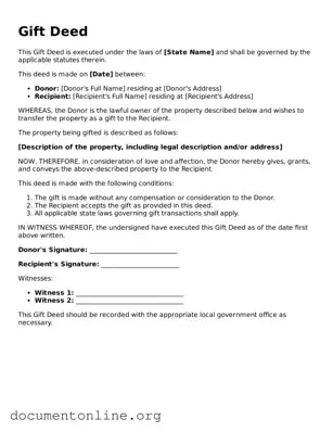 Free Gift Deed Form