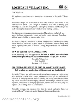 Free Rochdale village application Template