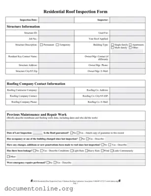Free Roof Inspection Template