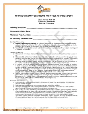 Free Roofing Warranty Certificate Template