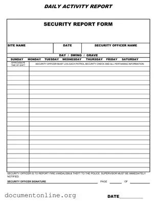Free Security Guard Daily Report Sample Template