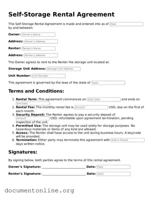 Free Self-Storage Rental Agreement Form