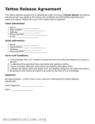 Free Tattoo Release Form